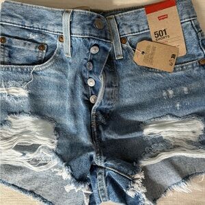 Levi's 501 High Rise Shorts Distressed